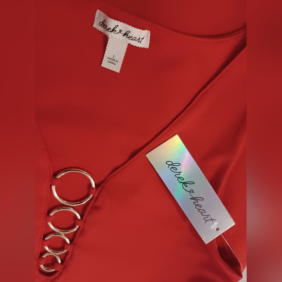 NWT Rings of Heart Red Peekaboo Bodycon Dress Size Small by Derek Heart - Picture 7 of 7